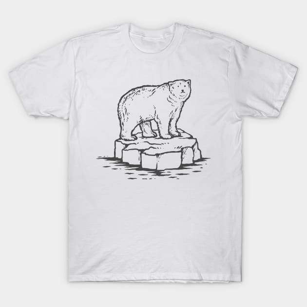 Polar Bear on Ice Floe Illustration Tshirt T-Shirt by evergreen_brand